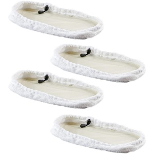 image:imageOVENTE Microfiber Steam Mop Pad Replacement Pack of 4 White ACPST2054
