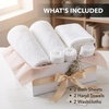 image:imageOVENTE 6 Piece Ultra Soft Bath Towels Set Coral Fleece White BTF01006W