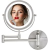 image:imageOVENTE 7 Wall Mounted Lighted Makeup Mirror Nickel Brushed MFW70BR1X10XNickel Brushed