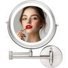 image:imageOVENTE 7 Wall Mounted Lighted Makeup Mirror Nickel Brushed MFW70BR1X10XNickel Brushed
