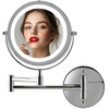 image:imageOVENTE 7 Wall Mounted Lighted Makeup Mirror Nickel Brushed MFW70BR1X10XPolished Chrome
