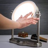 image:imageOVENTE 8 Lighted Tabletop Magnifying Mirror Nickel Brushed MHT80BR1X10X