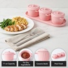 image:imageOVENTE Ceramic Condiment Jar Spice Container Set with Tray Pink BW11031P