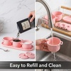 image:imageOVENTE Ceramic Condiment Jar Spice Container Set with Tray Pink BW11031P