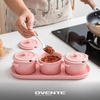 image:imageOVENTE Ceramic Condiment Jar Spice Container Set with Tray Pink BW11031P