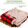 image:imageOVENTE Sherpa Throw Blanket 50x60 Reindeer Design Red BLN4688