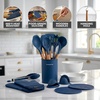 image:imageOVENTE Silicone Cooking Utensils Set 17pcs Heat Resistant Grey SPS17GBlue