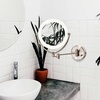 image:imageOvente 75 Lighted Wall Mount Makeup Mirror 1X amp 10X Magnifier Spinning Double Sided Round LED w Dimmer Switch Extend Retractable amp Folding Arm Battery USB Powered Nickel Brushed MLW75BR1X10XNickel Brushed