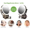image:imageOvente 75 Lighted Wall Mount Makeup Mirror 1X amp 10X Magnifier Spinning Double Sided Round LED w Dimmer Switch Extend Retractable amp Folding Arm Battery USB Powered Nickel Brushed MLW75BR1X10XAntique Brass