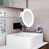 image:imageOvente 75 Lighted Wall Mount Makeup Mirror 1X amp 10X Magnifier Spinning Double Sided Round LED w Dimmer Switch Extend Retractable amp Folding Arm Battery USB Powered Nickel Brushed MLW75BR1X10XPolished Chrome