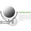 image:imageOvente 75 Lighted Wall Mount Makeup Mirror 1X amp 10X Magnifier Spinning Double Sided Round LED w Dimmer Switch Extend Retractable amp Folding Arm Battery USB Powered Nickel Brushed MLW75BR1X10XPolished Chrome