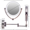 image:imageOvente 75 Lighted Wall Mount Makeup Mirror 1X amp 10X Magnifier Spinning Double Sided Round LED w Dimmer Switch Extend Retractable amp Folding Arm Battery USB Powered Nickel Brushed MLW75BR1X10XAntique Brass