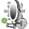 image:imageOvente 75 Lighted Wall Mount Makeup Mirror 1X amp 10X Magnifier Spinning Double Sided Round LED w Dimmer Switch Extend Retractable amp Folding Arm Battery USB Powered Nickel Brushed MLW75BR1X10XPolished Chrome