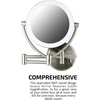 image:imageOvente 75 Lighted Wall Mount Makeup Mirror 1X amp 10X Magnifier Spinning Double Sided Round LED w Dimmer Switch Extend Retractable amp Folding Arm Battery USB Powered Nickel Brushed MLW75BR1X10XNickel Brushed