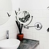 image:imageOvente 75 Lighted Wall Mount Makeup Mirror 1X amp 10X Magnifier Spinning Double Sided Round LED w Dimmer Switch Extend Retractable amp Folding Arm Battery USB Powered Nickel Brushed MLW75BR1X10XPolished Chrome
