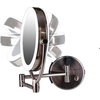 image:imageOvente 75 Lighted Wall Mount Makeup Mirror 1X amp 10X Magnifier Spinning Double Sided Round LED w Dimmer Switch Extend Retractable amp Folding Arm Battery USB Powered Nickel Brushed MLW75BR1X10XAntique Brass