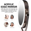 image:imageOvente 75 Lighted Wall Mount Makeup Mirror 1X amp 10X Magnifier Spinning Double Sided Round LED w Dimmer Switch Extend Retractable amp Folding Arm Battery USB Powered Nickel Brushed MLW75BR1X10XAntique Brass