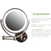 image:imageOvente 75 Lighted Wall Mount Makeup Mirror 1X amp 10X Magnifier Spinning Double Sided Round LED w Dimmer Switch Extend Retractable amp Folding Arm Battery USB Powered Nickel Brushed MLW75BR1X10XAntique Brass