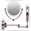 image:imageOvente 75 Lighted Wall Mount Makeup Mirror 1X amp 10X Magnifier Spinning Double Sided Round LED w Dimmer Switch Extend Retractable amp Folding Arm Battery USB Powered Nickel Brushed MLW75BR1X10XAntique Brass