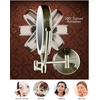 image:imageOvente 75 Lighted Wall Mount Makeup Mirror 1X amp 10X Magnifier Spinning Double Sided Round LED w Dimmer Switch Extend Retractable amp Folding Arm Battery USB Powered Nickel Brushed MLW75BR1X10XNickel Brushed