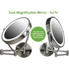 image:imageOvente 75 Lighted Wall Mount Makeup Mirror 1X amp 10X Magnifier Spinning Double Sided Round LED w Dimmer Switch Extend Retractable amp Folding Arm Battery USB Powered Nickel Brushed MLW75BR1X10XAntique Brass