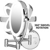 image:imageOvente 75 Lighted Wall Mount Makeup Mirror 1X amp 10X Magnifier Spinning Double Sided Round LED w Dimmer Switch Extend Retractable amp Folding Arm Battery USB Powered Nickel Brushed MLW75BR1X10XPolished Chrome