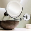 image:imageOvente 75 Lighted Wall Mount Makeup Mirror 1X amp 10X Magnifier Spinning Double Sided Round LED w Dimmer Switch Extend Retractable amp Folding Arm Battery USB Powered Nickel Brushed MLW75BR1X10XPolished Chrome