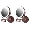 image:imageOvente 75 Lighted Wall Mount Makeup Mirror 1X amp 10X Magnifier Spinning Double Sided Round LED w Dimmer Switch Extend Retractable amp Folding Arm Battery USB Powered Nickel Brushed MLW75BR1X10XAntique Brass