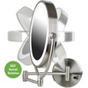 image:imageOvente 75 Lighted Wall Mount Makeup Mirror 1X amp 10X Magnifier Spinning Double Sided Round LED w Dimmer Switch Extend Retractable amp Folding Arm Battery USB Powered Nickel Brushed MLW75BR1X10XAntique Brass