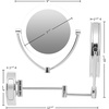 image:imageOvente 75 Lighted Wall Mount Makeup Mirror 1X amp 10X Magnifier Spinning Double Sided Round LED w Dimmer Switch Extend Retractable amp Folding Arm Battery USB Powered Nickel Brushed MLW75BR1X10XPolished Chrome