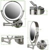 image:imageOvente 75 Lighted Wall Mount Makeup Mirror 1X amp 10X Magnifier Spinning Double Sided Round LED w Dimmer Switch Extend Retractable amp Folding Arm Battery USB Powered Nickel Brushed MLW75BR1X10XAntique Brass
