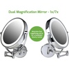 image:imageOvente 75 Lighted Wall Mount Makeup Mirror 1X amp 10X Magnifier Spinning Double Sided Round LED w Dimmer Switch Extend Retractable amp Folding Arm Battery USB Powered Nickel Brushed MLW75BR1X10XPolished Chrome