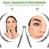 image:imageOvente 8 Lighted Tabletop Makeup Mirror with 1X10X Magnification DoubleSided Magnifying Vanity Mirror Dimmable LED Lights 360 Swivel Design and Dual Power Supply Polished Chrome MLT75CH1X10X