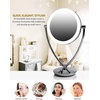 image:imageOvente 8 Lighted Tabletop Makeup Mirror with 1X10X Magnification DoubleSided Magnifying Vanity Mirror Dimmable LED Lights 360 Swivel Design and Dual Power Supply Polished Chrome MLT75CH1X10X