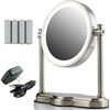 image:imageOVENTE 8 Lighted Tabletop Magnifying Mirror Nickel Brushed MHT80BR1X10X