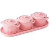 image:imageOVENTE Ceramic Condiment Jar Spice Container Set with Tray Pink BW11031P