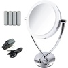 image:imageOvente 8 Lighted Tabletop Makeup Mirror with 1X10X Magnification DoubleSided Magnifying Vanity Mirror Dimmable LED Lights 360 Swivel Design and Dual Power Supply Polished Chrome MLT75CH1X10X