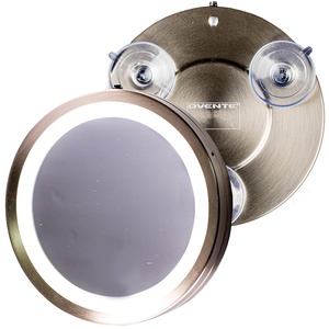 image:imageOVENTE 6 Wallmount Suction Cup Magnifying Mirror Nickel Brushed MLI25BR