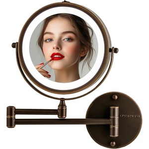 image:imageOVENTE 7 Wall Mounted Lighted Makeup Mirror Nickel Brushed MFW70BR1X10XAntique Bronze