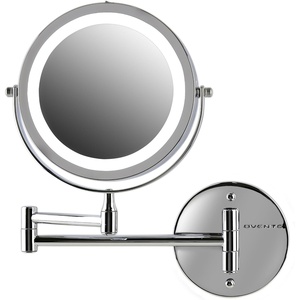image:imageOVENTE 7 Wall Mounted Lighted Makeup Mirror Nickel Brushed MFW70BR1X10XPolished Chrome