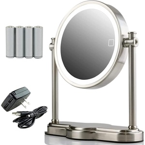 image:imageOVENTE 8 Lighted Tabletop Magnifying Mirror Nickel Brushed MHT80BR1X10X