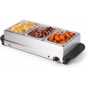 image:imageOVENTE Electric Buffet Server amp Food Warmer with Two 15 Qt Silver FW152S3 Chafing Pan  Silver