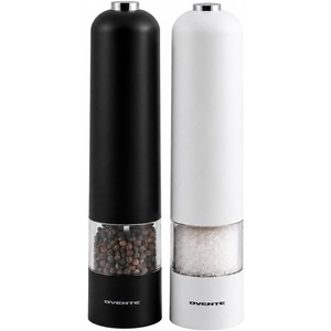 image:imageOVENTE Electric Salt amp Pepper Set Battery Operated Silver SPD112SBlackWhite