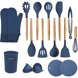 image:imageOVENTE Silicone Cooking Utensils Set 17pcs Heat Resistant Grey SPS17GBlue