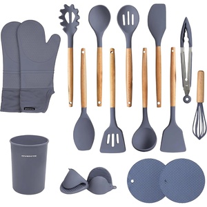 image:imageOVENTE Silicone Cooking Utensils Set 17pcs Heat Resistant Grey SPS17GGray
