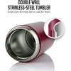 image:imageOvente Stainless Steel Vacuum Insulated Coffee Water Mug 12 oz Portable Double Wall Handheld Tumbler with Tea Infuser BPAFree Spill Proof Travel Friendly for Hot Cold Beverage Red MSA12R