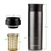 image:imageOvente Stainless Steel Vacuum Insulated Coffee Water Mug 16 oz Portable Double Wall Handheld Tumbler with Tea Infuser BPAFree Spill Proof Travel Friendly for Hot Cold Beverage Gunmetal MSA16G