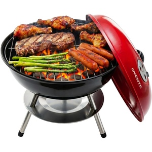 image:imageOVENTE 14Inch Portable Charcoal Grill Dual Venting System Red GQR0400BR