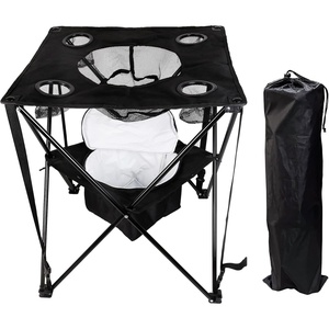 image:imageOVENTE Collapsible Folding Camping Table Insulated Cooler Black POTC0014B