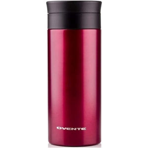 image:imageOvente Stainless Steel Vacuum Insulated Coffee Water Mug 12 oz Portable Double Wall Handheld Tumbler with Tea Infuser BPAFree Spill Proof Travel Friendly for Hot Cold Beverage Red MSA12R